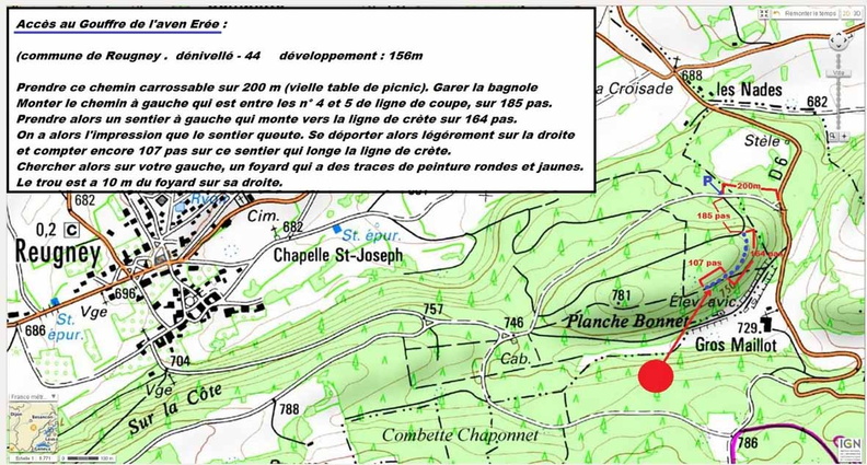 Plan d'accès Gouffre Avenérée, Reugney.JPG
